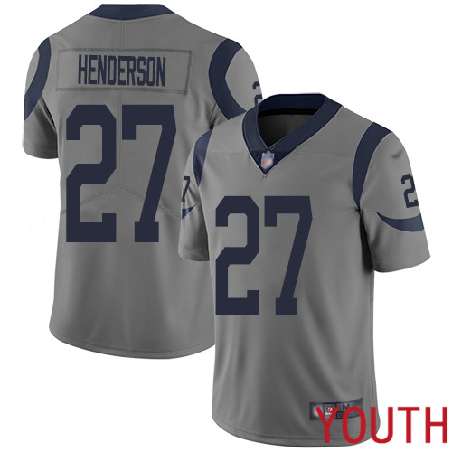 Los Angeles Rams Limited Gray Youth Darrell Henderson Jersey NFL Football #27 Inverted Legend->women nfl jersey->Women Jersey